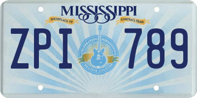 MS license plate ZPI789