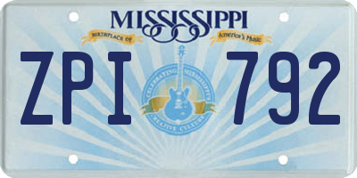 MS license plate ZPI792