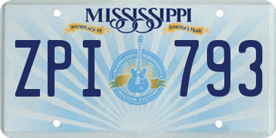 MS license plate ZPI793