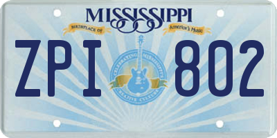 MS license plate ZPI802