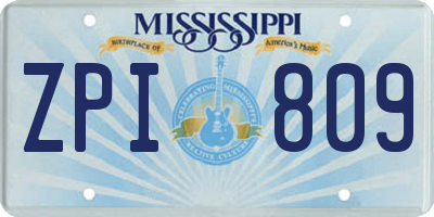 MS license plate ZPI809