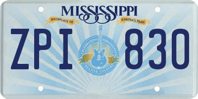 MS license plate ZPI830
