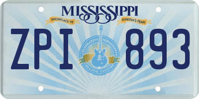 MS license plate ZPI893