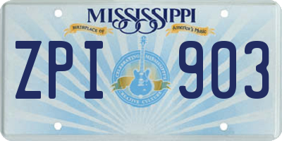 MS license plate ZPI903
