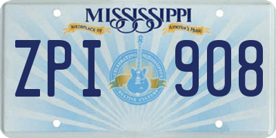 MS license plate ZPI908