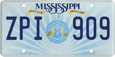 MS license plate ZPI909