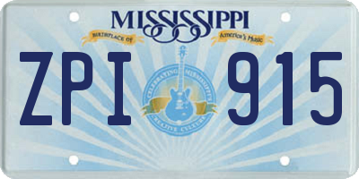 MS license plate ZPI915