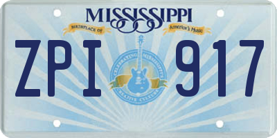 MS license plate ZPI917