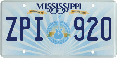 MS license plate ZPI920