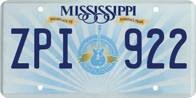 MS license plate ZPI922