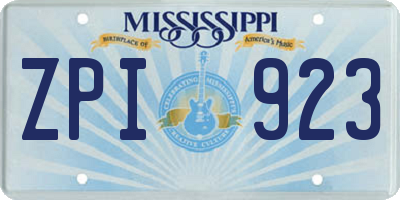 MS license plate ZPI923