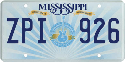 MS license plate ZPI926