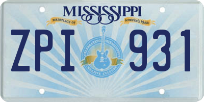 MS license plate ZPI931