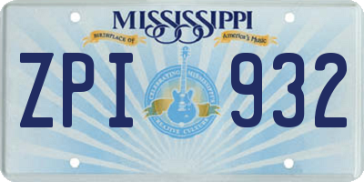 MS license plate ZPI932