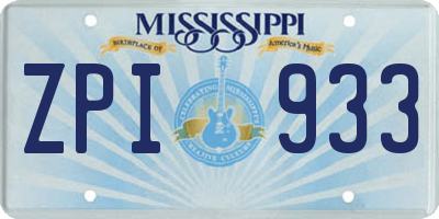 MS license plate ZPI933