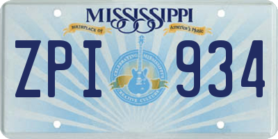 MS license plate ZPI934