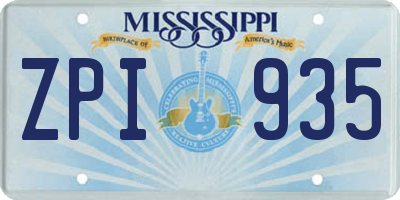 MS license plate ZPI935