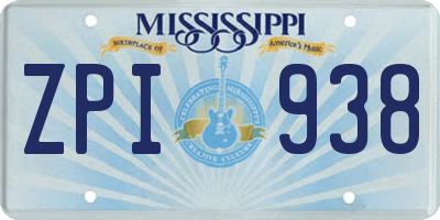 MS license plate ZPI938
