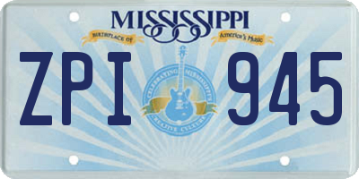 MS license plate ZPI945