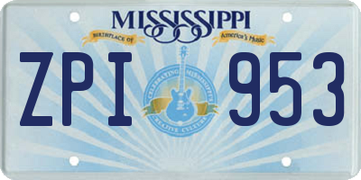 MS license plate ZPI953