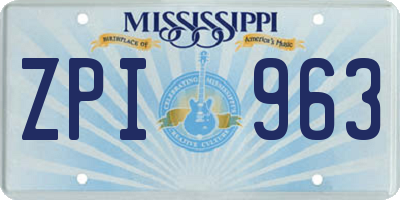 MS license plate ZPI963