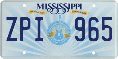 MS license plate ZPI965