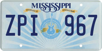 MS license plate ZPI967