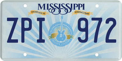 MS license plate ZPI972