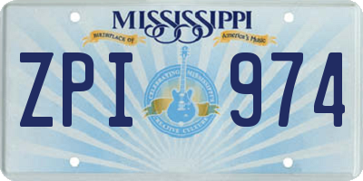 MS license plate ZPI974