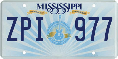MS license plate ZPI977