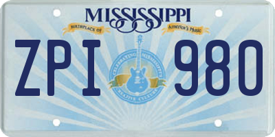 MS license plate ZPI980