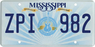 MS license plate ZPI982