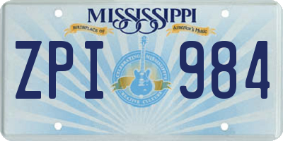 MS license plate ZPI984