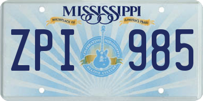 MS license plate ZPI985