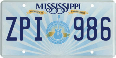 MS license plate ZPI986