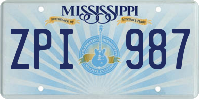 MS license plate ZPI987