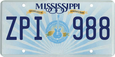 MS license plate ZPI988