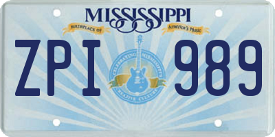 MS license plate ZPI989