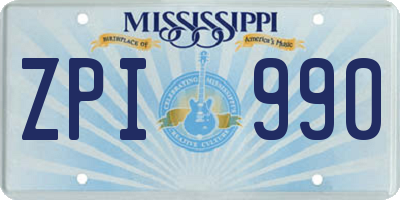 MS license plate ZPI990