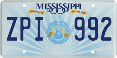 MS license plate ZPI992