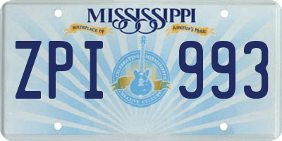 MS license plate ZPI993