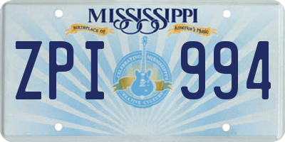 MS license plate ZPI994