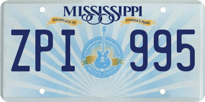 MS license plate ZPI995