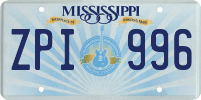 MS license plate ZPI996