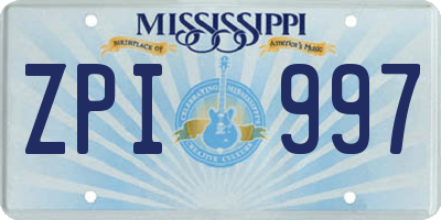 MS license plate ZPI997