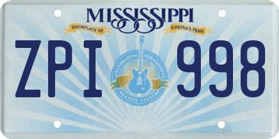 MS license plate ZPI998