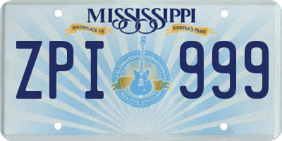 MS license plate ZPI999