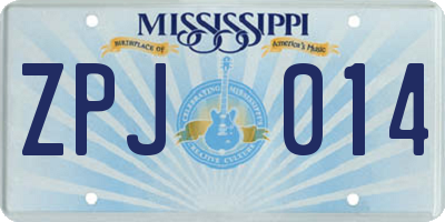 MS license plate ZPJ014