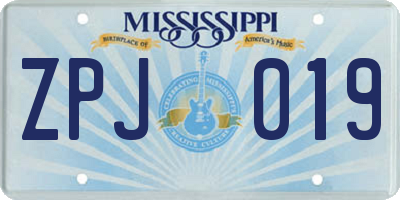 MS license plate ZPJ019