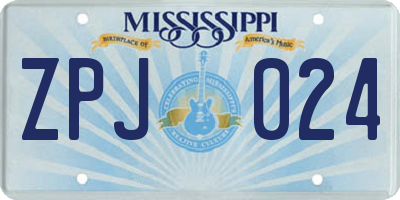 MS license plate ZPJ024